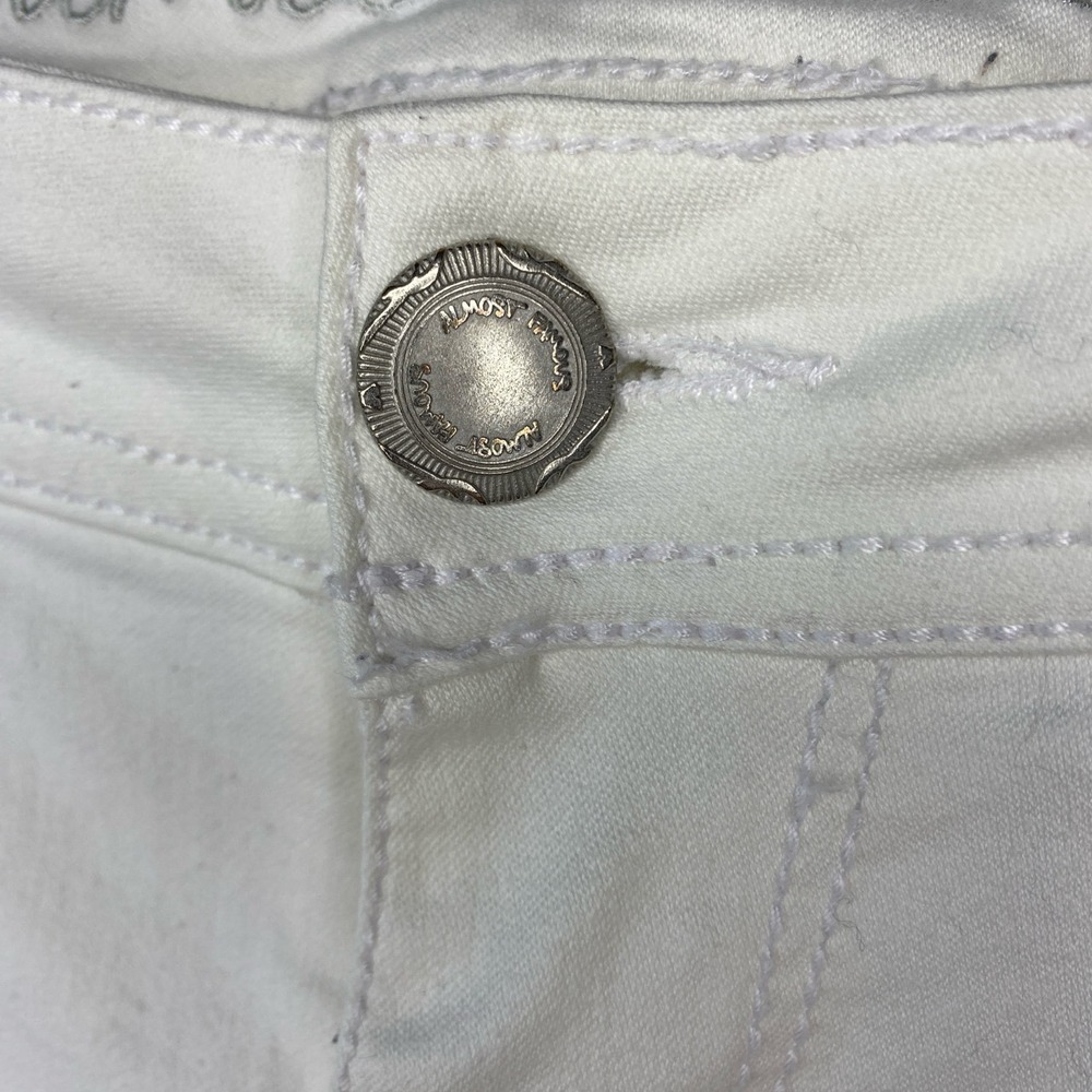 Almost Famous Womens White Skinny Jeans Low Rise Stretch Denim Size 7 - Picture 6 of 16